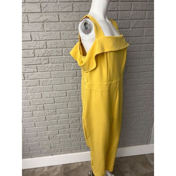 NWT York & Company Women Yellow Cold Shoulder Jumpsuit Size XL - Picture 4 of 9